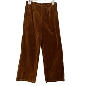 SAGE THE LABEL BROWN CORDUROY WIDE LEG SIDE ZIP PANTS SMALL